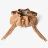 Cinch Medium Toffee Suede Shoulder Bag with Fringes Cinch Medium Toffee Suede Shoulder Bag with Fringes