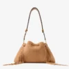 Cinch Medium Toffee Suede Shoulder Bag with Fringes Cinch Medium Toffee Suede Shoulder Bag with Fringes