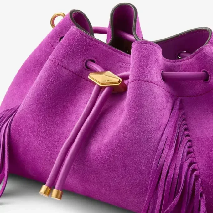 Cinch Medium Violet Orchid Suede Shoulder Bag with Fringes Cinch Medium Violet Orchid Suede Shoulder Bag with Fringes