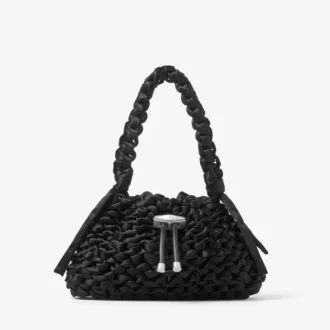 Cinch Small Svart vävd satin-axelväska