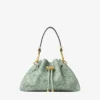 Cinch Small Verde jimmy choo axelväska i perforerat läder med snörning