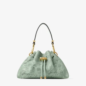 Cinch Small Verde jimmy choo axelväska i perforerat läder med snörning