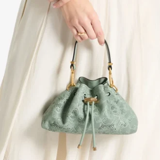 Cinch Small Verde jimmy choo axelväska i perforerat läder med snörning