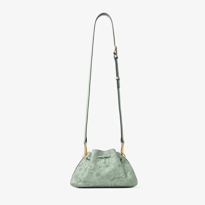 Cinch Small Verde jimmy choo axelväska i perforerat läder med snörning