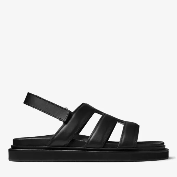 Cove-sandal i svart boxkalvskinn