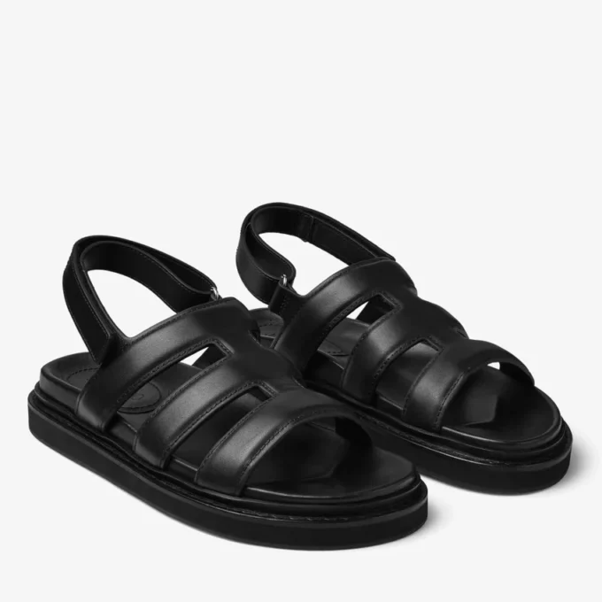Cove-sandal i svart boxkalvskinn