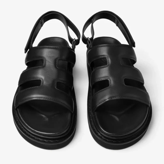 Cove-sandal i svart boxkalvskinn