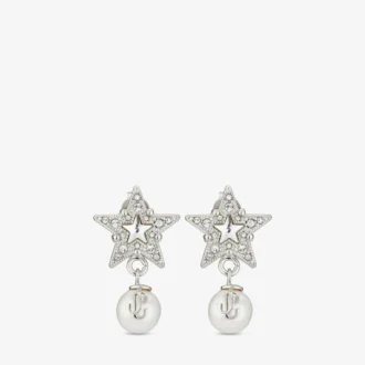 Crystal Star-örhängen Örhängen i silverfinish med vita pärlor i harts och kristaller
