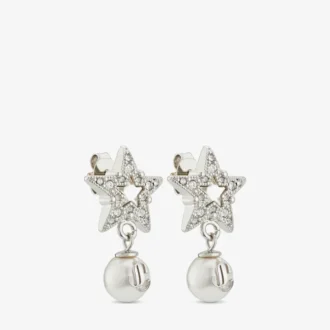 Crystal Star-örhängen Örhängen i silverfinish med vita pärlor i harts och kristaller