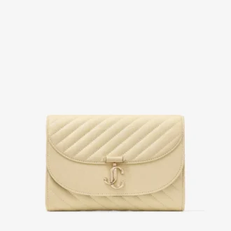 Curve Clutch Buttermilk Quiltad Bikerläderclutch