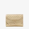 Curve Clutch Glänsande guldfärgad quiltad metallisk läderclutch med kedja