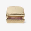 Curve Clutch Glänsande guldfärgad quiltad metallisk läderclutch med kedja