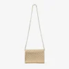 Curve Clutch Glänsande guldfärgad quiltad metallisk läderclutch med kedja
