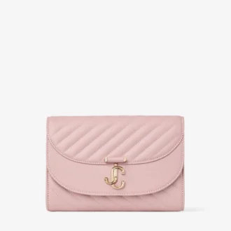 Curve Clutch Rose Quiltad bikerläder-clutchväska