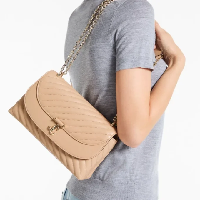 Curve Cross Body Medium Chai Quilted Biker Leather Crossbody Bag Curve Cross Body Medium Chai Quilted Biker Leather Crossbody Bag