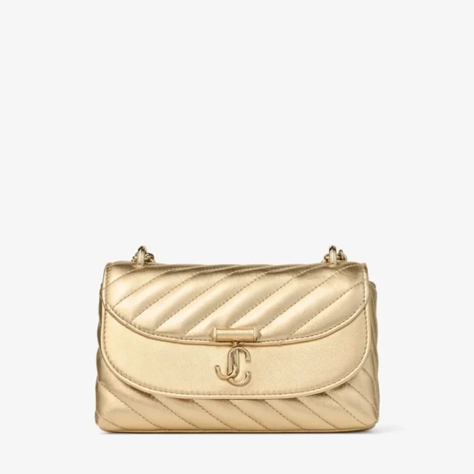 Curve Cross Body Small Guld Quiltad Metallic Nappa Läder Crossbody-väska Curve Cross Body Small Guld Quiltad Metallic Nappa Läder Crossbody-väska