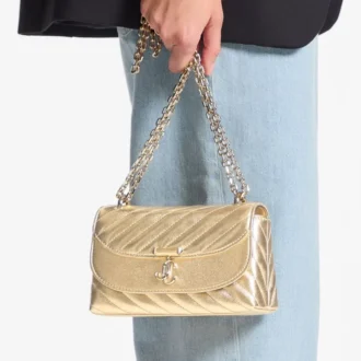 Curve Cross Body Small Guld Quiltad Metallic Nappa Läder Crossbody-väska