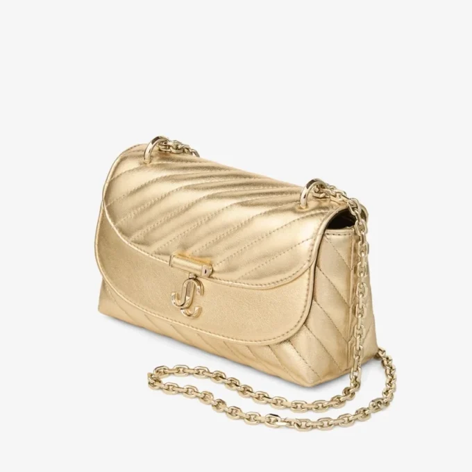 Curve Cross Body Small Guld Quiltad Metallic Nappa Läder Crossbody-väska Curve Cross Body Small Guld Quiltad Metallic Nappa Läder Crossbody-väska