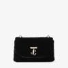 Curve Cross Body Small Svart quiltad crossbody-väska i sammet med kristall-Jc-bar Curve Cross Body Small Svart quiltad crossbody-väska i sammet med kristall-Jc-bar