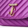 Curve Cross Body Small Violet Orchid Quilted Satin Crossbody med Crystal Jc Bar Curve Cross Body Small Violet Orchid Quilted Satin Crossbody med Crystal Jc Bar