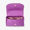 Curve Cross Body Small Violet Orchid Quilted Satin Crossbody med Crystal Jc Bar Curve Cross Body Small Violet Orchid Quilted Satin Crossbody med Crystal Jc Bar