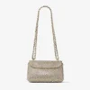 Curve Crossbody Small – guldskimrande crossbody-väska i mocka med hotfix-kristaller Curve Crossbody Small – guldskimrande crossbody-väska i mocka med hotfix-kristaller