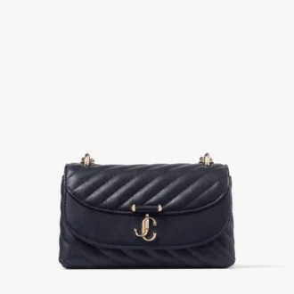 Curve Crossbody Small Marine Quilted Biker Leather Crossbody Bag