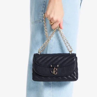 Curve Crossbody Small Marine Quilted Biker Leather Crossbody Bag
