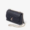 Curve Crossbody Small Marine Quilted Biker Leather Crossbody Bag