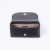 Curve Crossbody Small Marine Quilted Biker Leather Crossbody Bag