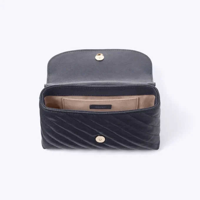 Curve Crossbody Small Marine Quilted Biker Leather Crossbody Bag