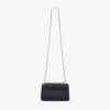 Curve Crossbody Small Marine Quilted Biker Leather Crossbody Bag