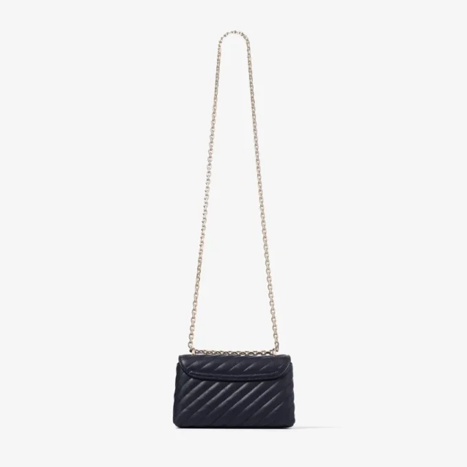 Curve Crossbody Small Marine Quilted Biker Leather Crossbody Bag