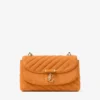 Curve Crossbody Small Sunset Orange Quilted Suede Crossbody Bag