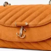 Curve Crossbody Small Sunset Orange Quilted Suede Crossbody Bag
