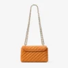 Curve Crossbody Small Sunset Orange Quilted Suede Crossbody Bag