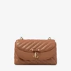Curve Crossbody Small Tan Quilted Biker Leather Crossbody Bag