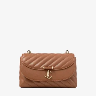 Curve Crossbody Small Tan Quilted Biker Leather Crossbody Bag
