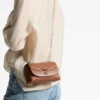 Curve Crossbody Small Tan Quilted Biker Leather Crossbody Bag