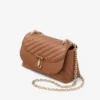 Curve Crossbody Small Tan Quilted Biker Leather Crossbody Bag