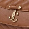 Curve Crossbody Small Tan Quilted Biker Leather Crossbody Bag