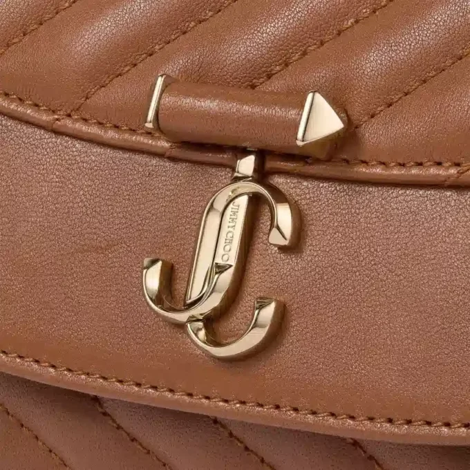 Curve Crossbody Small Tan Quilted Biker Leather Crossbody Bag