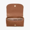Curve Crossbody Small Tan Quilted Biker Leather Crossbody Bag
