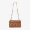 Curve Crossbody Small Tan Quilted Biker Leather Crossbody Bag