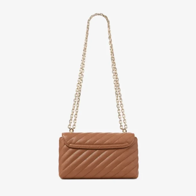 Curve Crossbody Small Tan Quilted Biker Leather Crossbody Bag