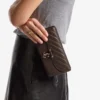 Curve-plånbok med kedja Chokladbrun quiltad Biker-läderplånbok med kedja