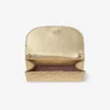 Curve-plånbok med kedja Glänsande guld Quiltad metallisk läderclutch