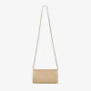 Curve-plånbok med kedja Glänsande guld Quiltad metallisk läderclutch