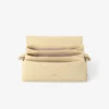 Curve Top Handle Buttermilk Quilted Biker Leather Shoulder Bag with Pearl Detail