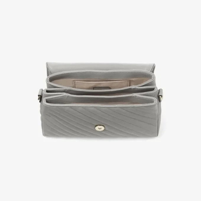 Curve Top Handle Dove Quilted Biker Leather Top Handle Bag med pärldetaljer Curve Top Handle Dove Quilted Biker Leather Top Handle Bag med pärldetaljer